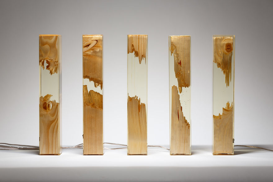 Torn Lamps Made From Wood And Resin By Guideco Design Torn Lamps Made From Wood And Resin By Guideco Design