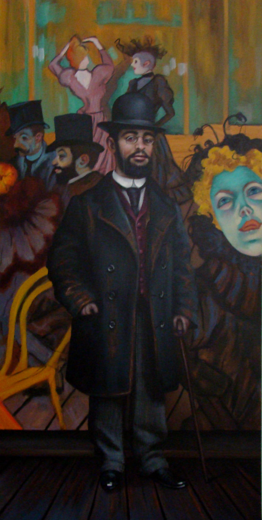 Paintings Of Famous Artists Standing In Front Of Their Iconic Works