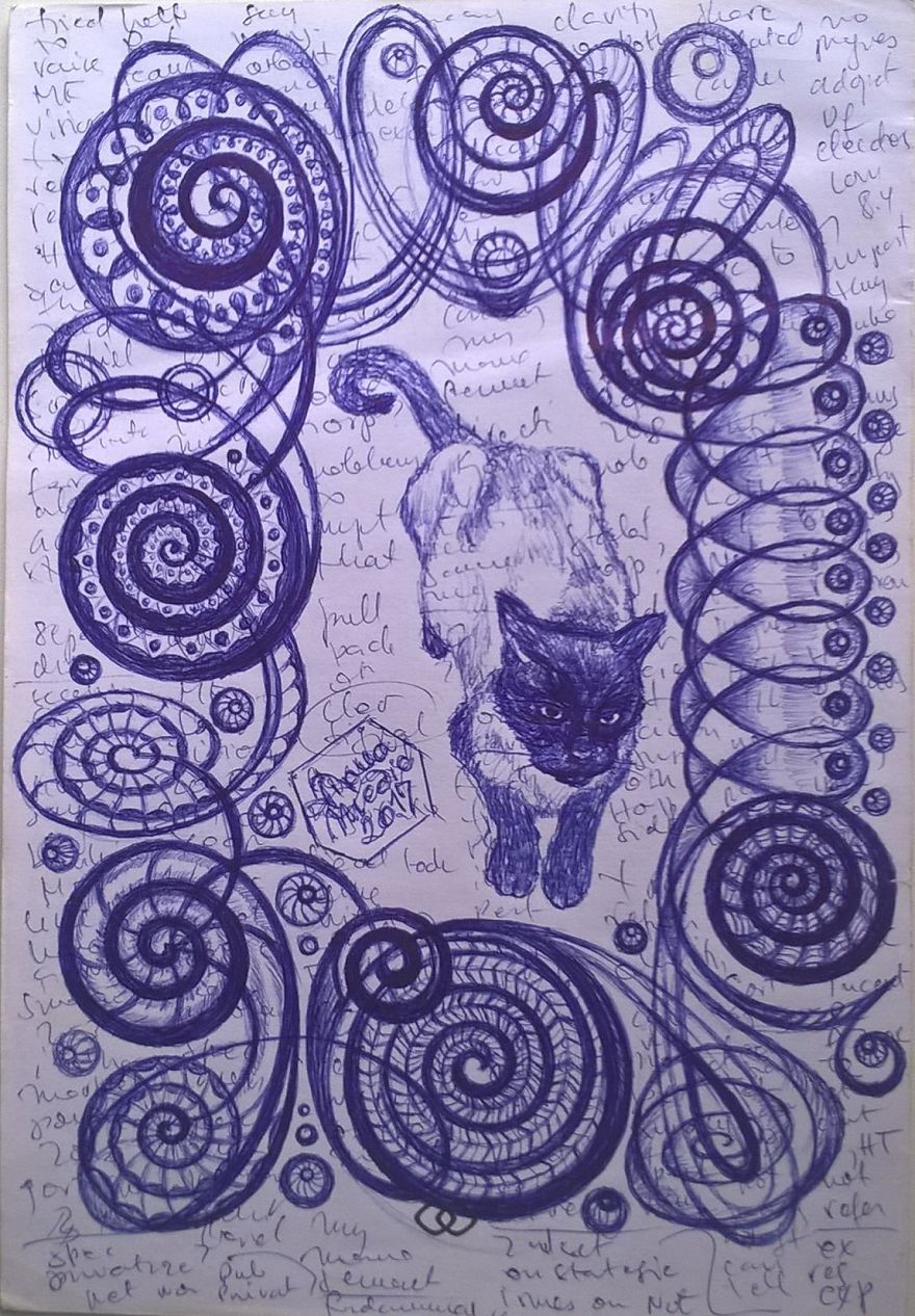 I Turn My Interpretation Notes Into Doodles And Drawings Of My Cats