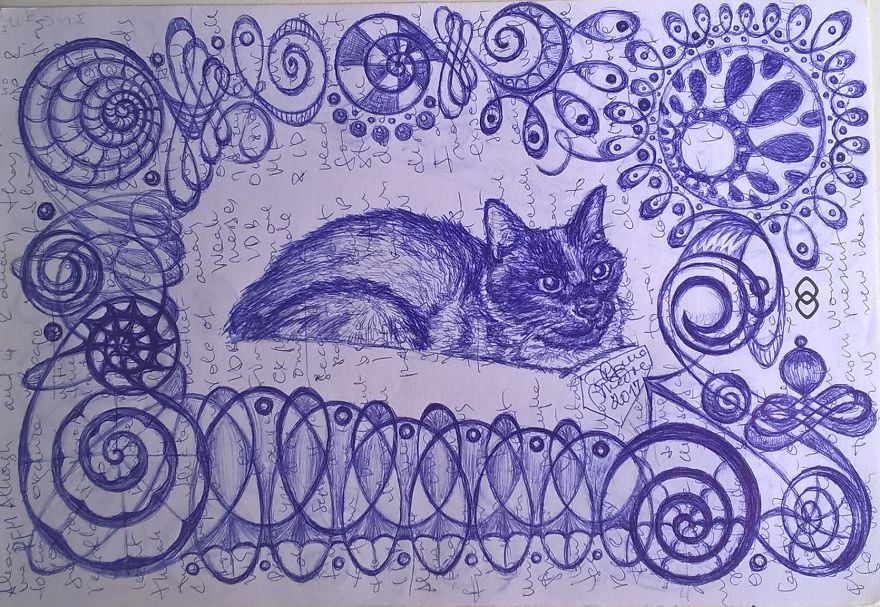 I Turn My Interpretation Notes Into Doodles And Drawings Of My Cats