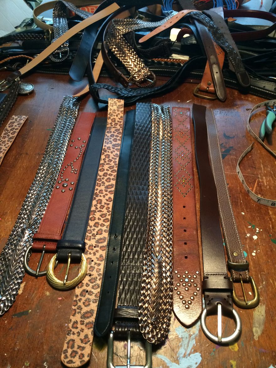 I Used Leather Belts To Upcycle This Small Table I Used Leather Belts To Upcycle This Small Table