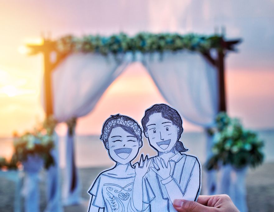 Instead Of Casual Pictures, We Documented Our Wedding In A More Interesting Way Instead Of Casual Pictures, We Documented Our Wedding In A More Interesting Way