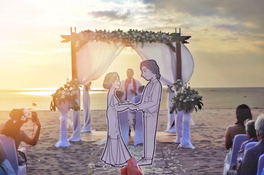 Instead Of Casual Pictures, We Documented Our Wedding In A More Interesting Way Instead Of Casual Pictures, We Documented Our Wedding In A More Interesting Way