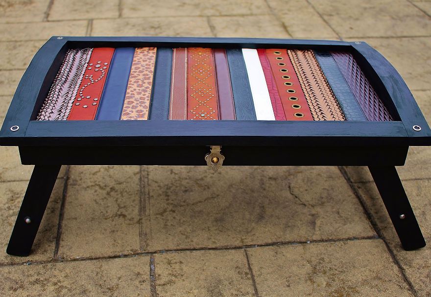I Used Leather Belts To Upcycle This Small Table I Used Leather Belts To Upcycle This Small Table