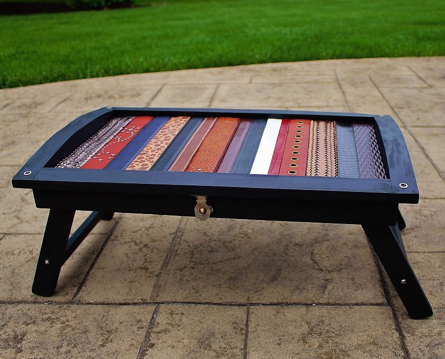 I Used Leather Belts To Upcycle This Small Table