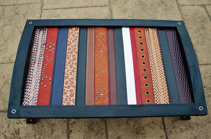 I Used Leather Belts To Upcycle This Small Table I Used Leather Belts To Upcycle This Small Table