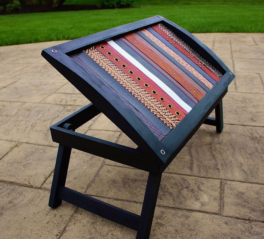 I Used Leather Belts To Upcycle This Small Table I Used Leather Belts To Upcycle This Small Table