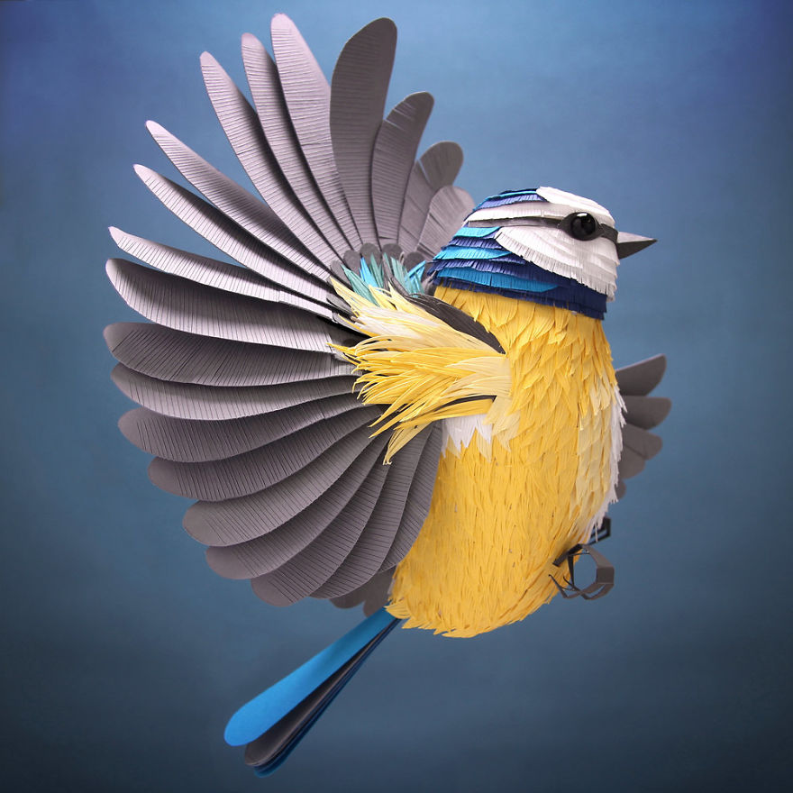 I Hand-Cut Paper Into Hundreds Of Tiny Pieces To Create Sculptures Of Birds, Bees, And Other Creatures I Hand-Cut Paper Into Hundreds Of Tiny Pieces To Create Sculptures Of Birds, Bees, And Other Creatures