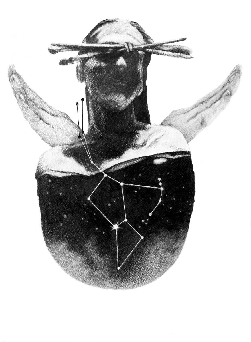 14 Collage- Pencil -Drawings Inspired By Greek Mythology 14 Collage- Pencil -Drawings Inspired By Greek Mythology