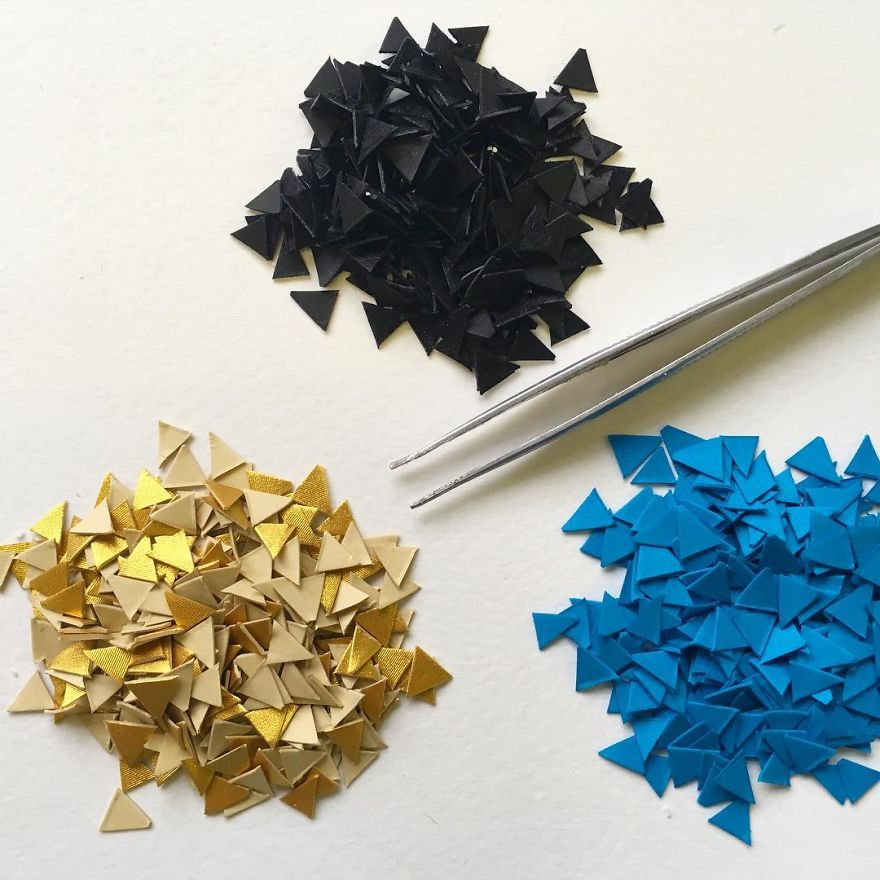 I Hand-Cut Paper Into Hundreds Of Tiny Pieces To Create Sculptures Of Birds, Bees, And Other Creatures