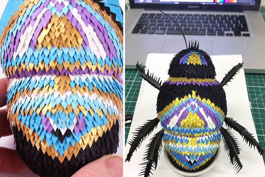 I Hand-Cut Paper Into Hundreds Of Tiny Pieces To Create Sculptures Of Birds, Bees, And Other Creatures I Hand-Cut Paper Into Hundreds Of Tiny Pieces To Create Sculptures Of Birds, Bees, And Other Creatures