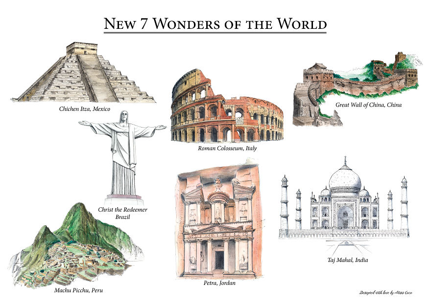 I Created A Map Showing The New 7 Wonders Of The World