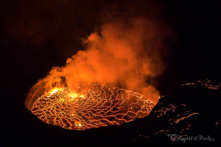 I Spent The Night At The Top Of An Active Volcano In DR Congo, Capturing The Boiling Lava Lake