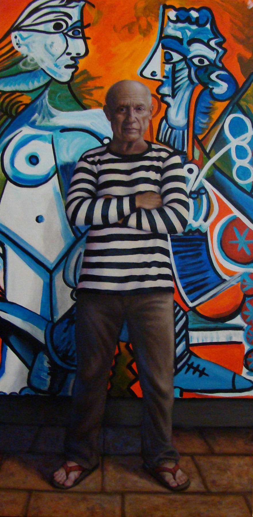 Paintings Of Famous Artists Standing In Front Of Their Iconic Works