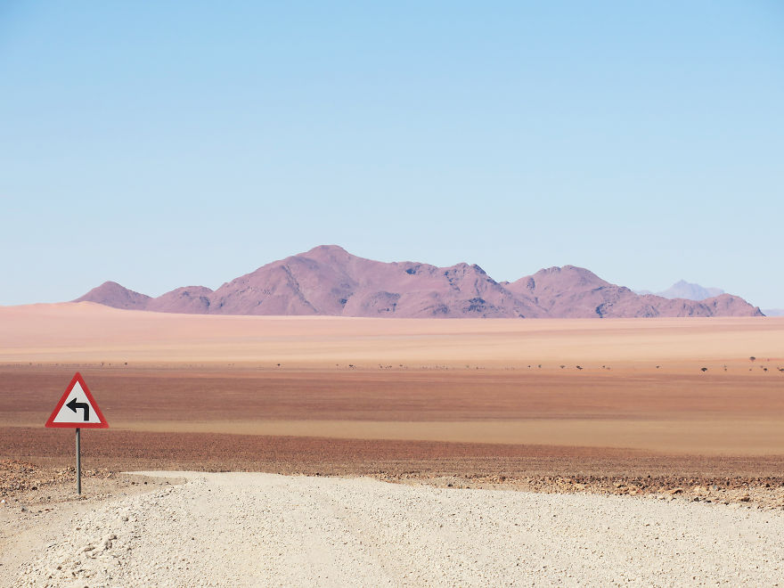Lonely Road Signs Of Namibia