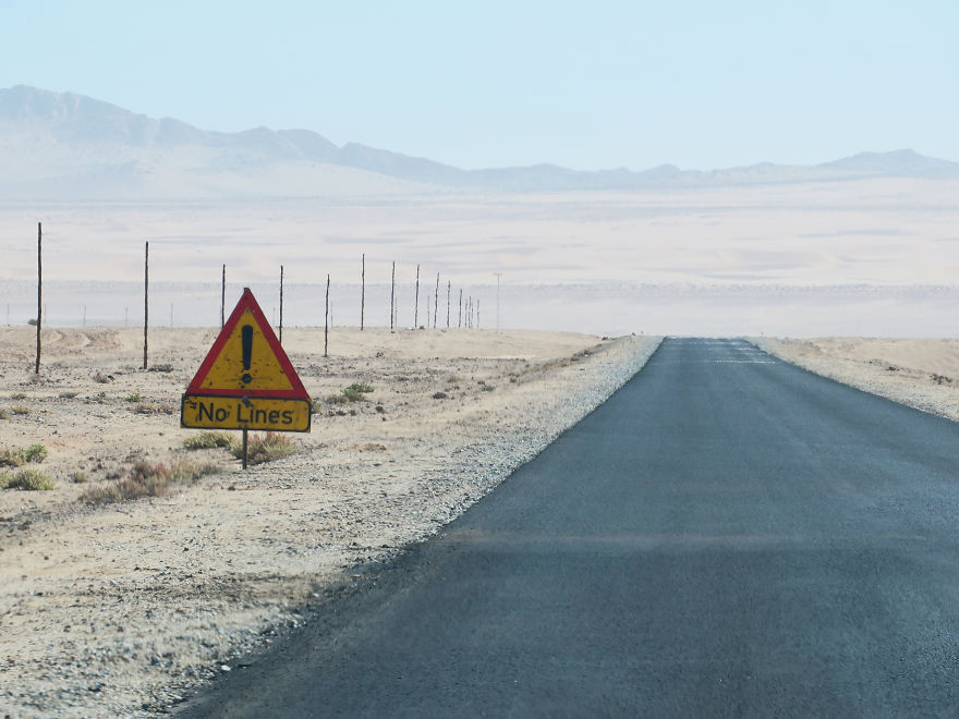 Lonely Road Signs Of Namibia