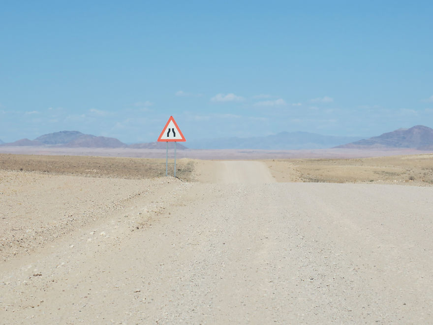 Lonely Road Signs Of Namibia