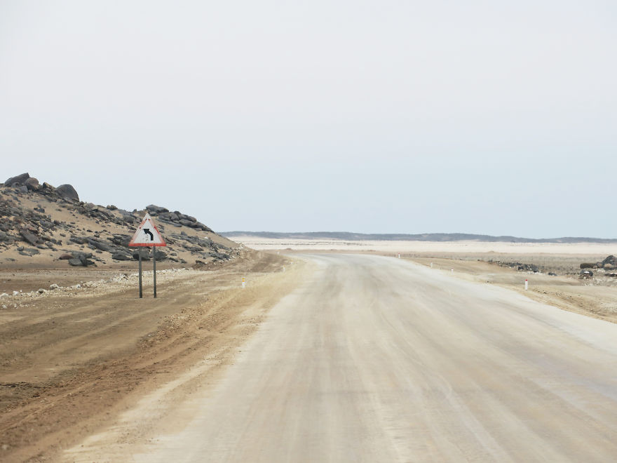 Lonely Road Signs Of Namibia