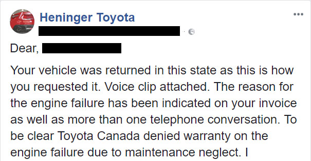 Woman Slams Toyota Dealership For Charging $800 And Destroying Her Car, So Toyota Shares What Really Happened