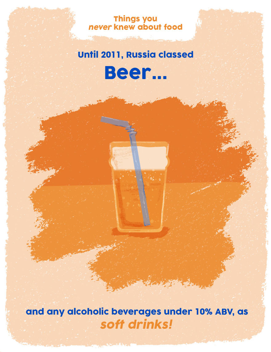 Glass of beer with a straw illustrating weird food facts about alcoholic beverages classified as soft drinks in Russia.