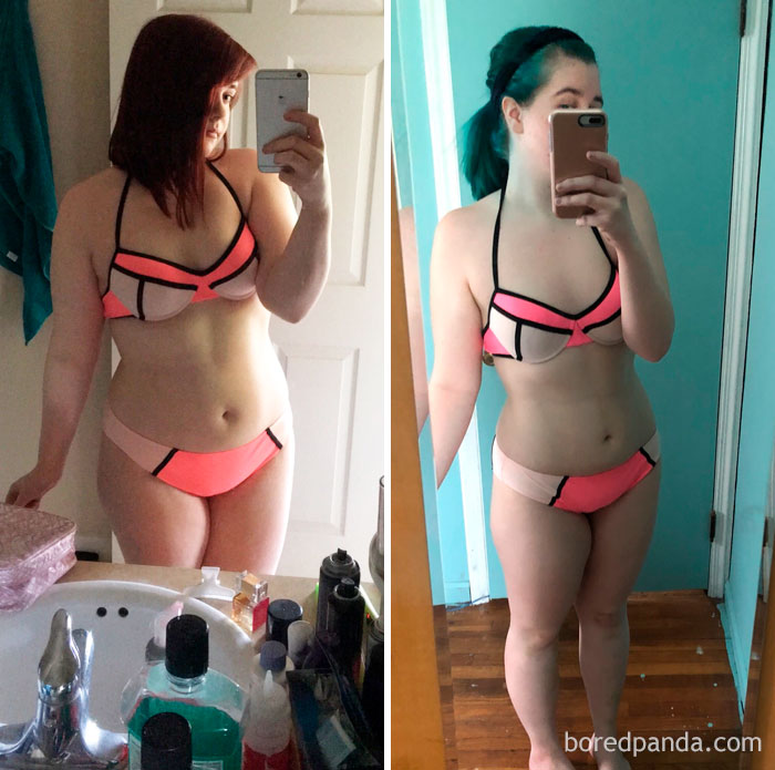 Same Swim Suit Fifty Pounds Apart