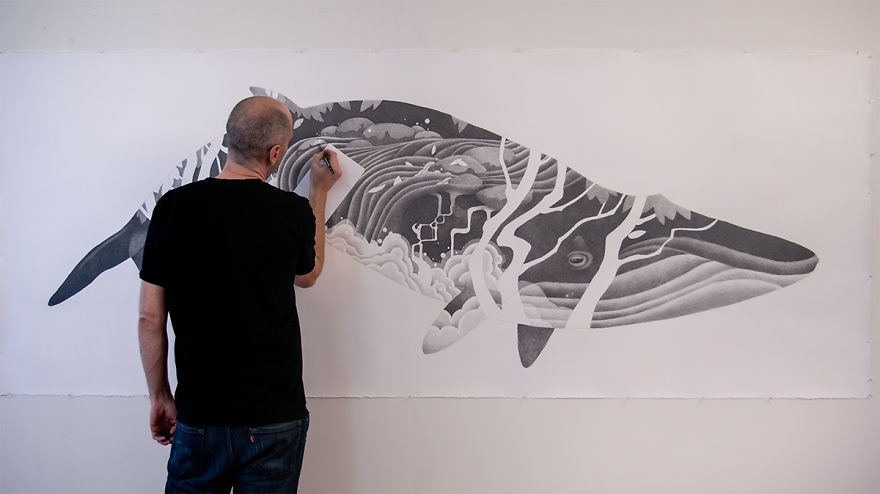I Create Large-Scale Whale Drawings Using Hundreds Of Pencils As An Ode To My West Coast Home I Create Large-Scale Whale Drawings Using Hundreds Of Pencils As An Ode To My West Coast Home