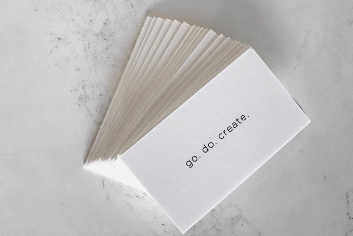 Can’t Stop Touching My Silk Matte Business Cards With My Slogan "Go. Do. Create." On The Front