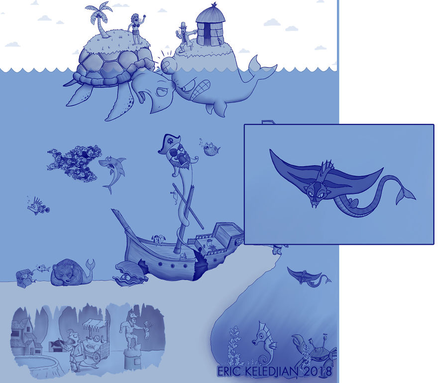 I Challenged Myself To Add One Character A Day To This Fish Drawing For 30 Days Until I Got This Result