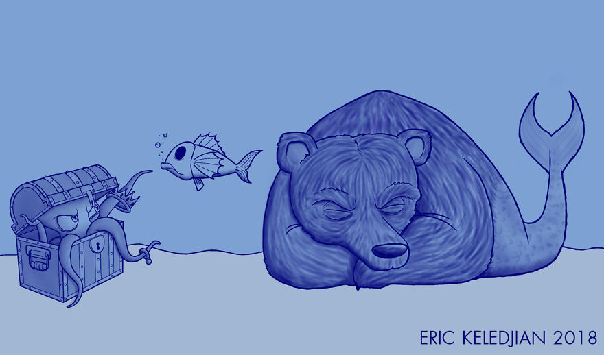 I Challenged Myself To Add One Character A Day To This Fish Drawing For 30 Days Until I Got This Result