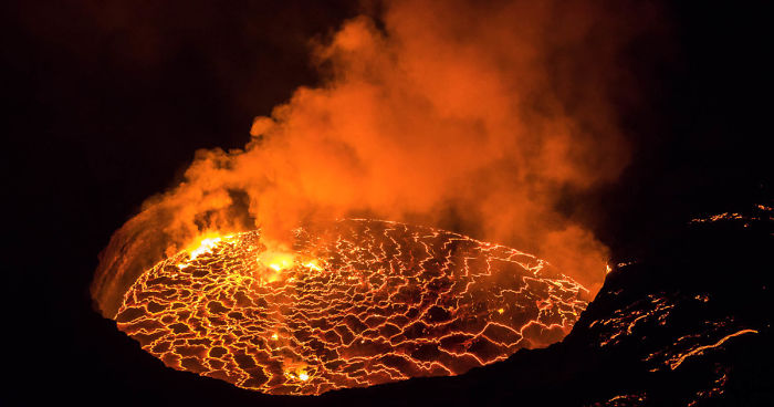 I Spent The Night At The Top Of An Active Volcano In DR Congo, Capturing The Boiling Lava Lake