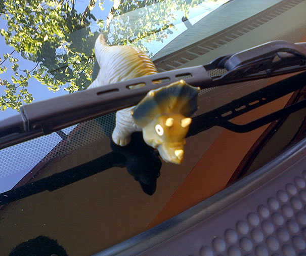 Had A Student Tell Me He Was Going To Have A Dinosaur Crush My Car Because I Failed Him On An Exam. This Is What I See Today