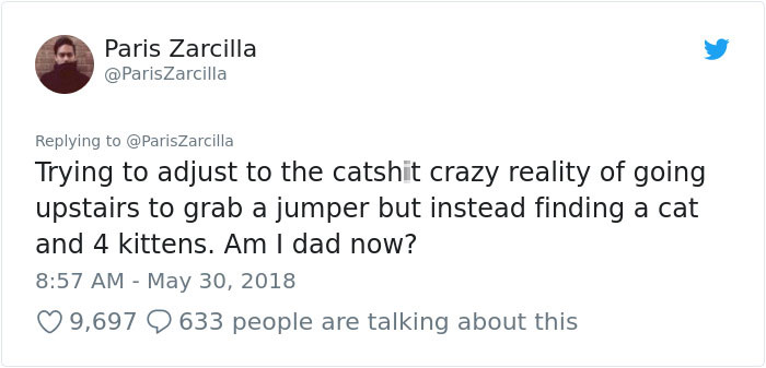 Guy Goes To His Bedroom To Grab A Sweater, Finds A Cat That Just Gave Birth Instead, And The Cat Isn't Even His Guy Goes To His Bedroom To Grab A Sweater, Finds A Cat That Just Gave Birth Instead, And The Cat Isn't Even His