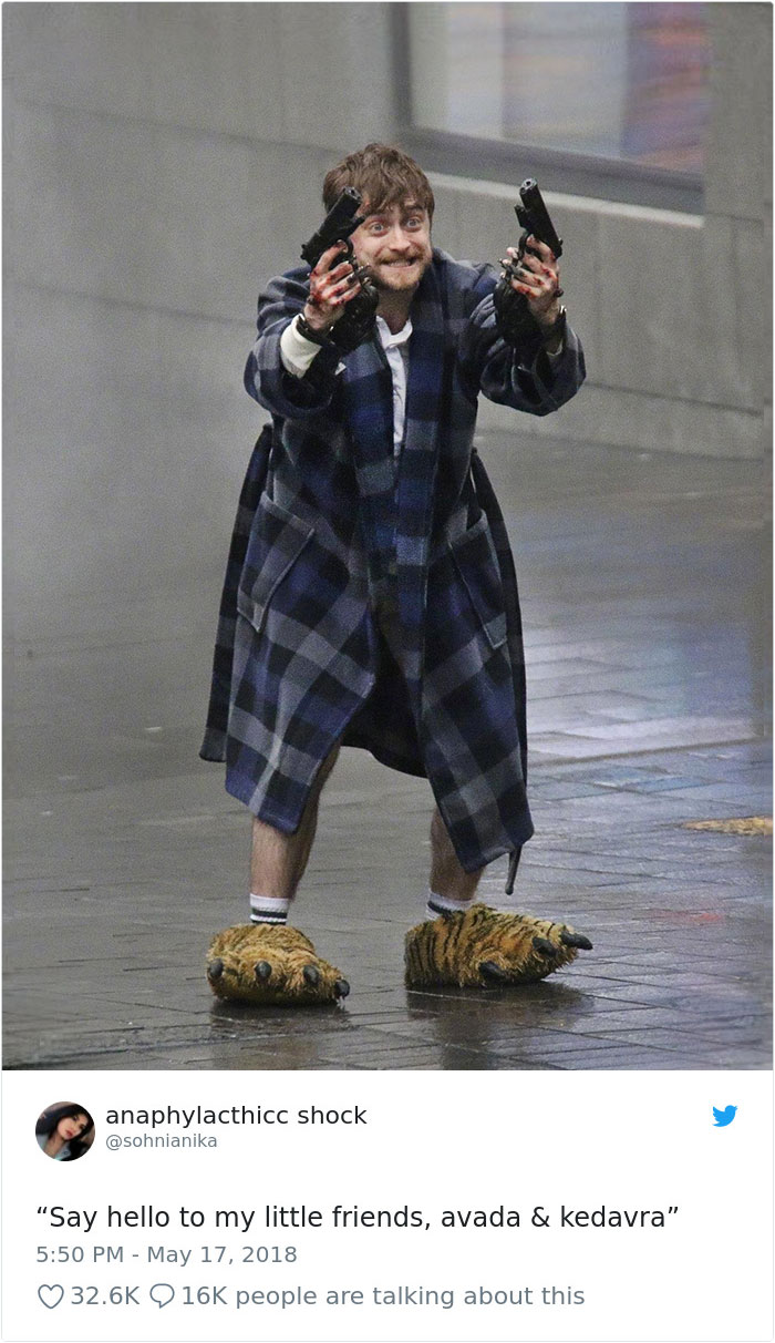 Daniel Radcliffe Holding Guns