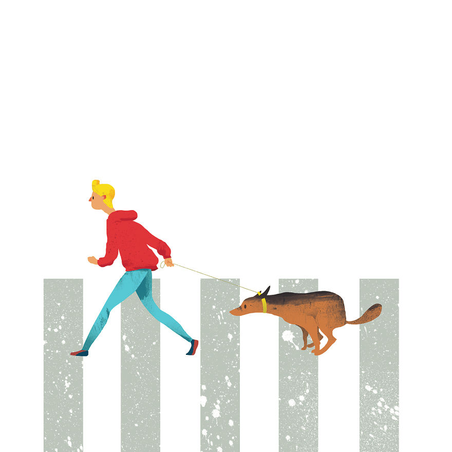 The Dog Is Oblivious To Decency And Red Lights