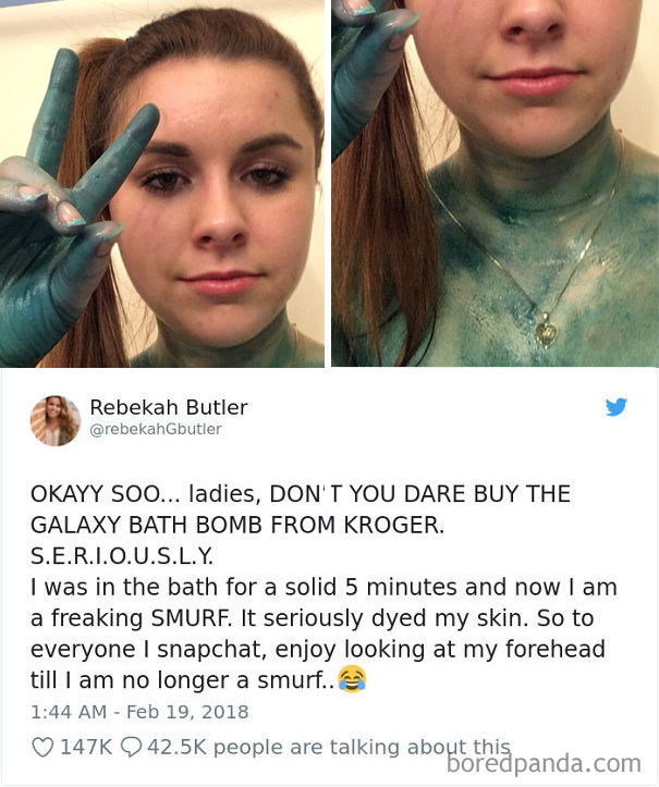 It Takes 5 Minutes In The Bath To Become A Smurf