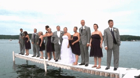 Wedding Party Falls Into Lake