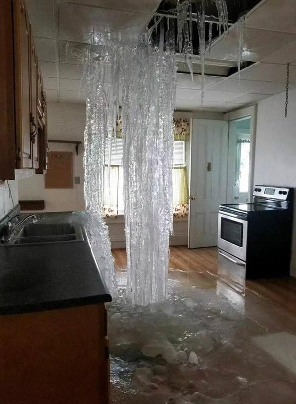 This Is What Happens In My Hometown When You Don't Leave The Faucet Trickling In The Winter. Pipes Bursting In Watertown, NY
