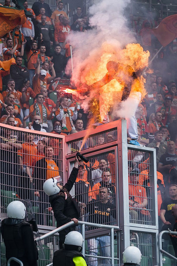 This Happened When Security Guard Used Pepper Spray On Soccer Fan That Was Holding Flare