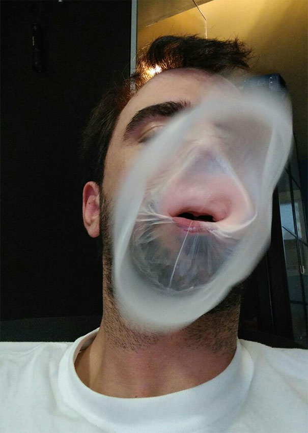 Took A Picture The Moment My Bubble Gum Popped. Looks Like I Have A Spirit Coming Out Of My Mouth