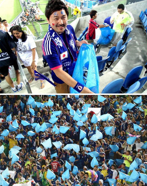 Japanese Fans Stayed Behind After The FIFA World Cup 2014 Match To Help Clean Up