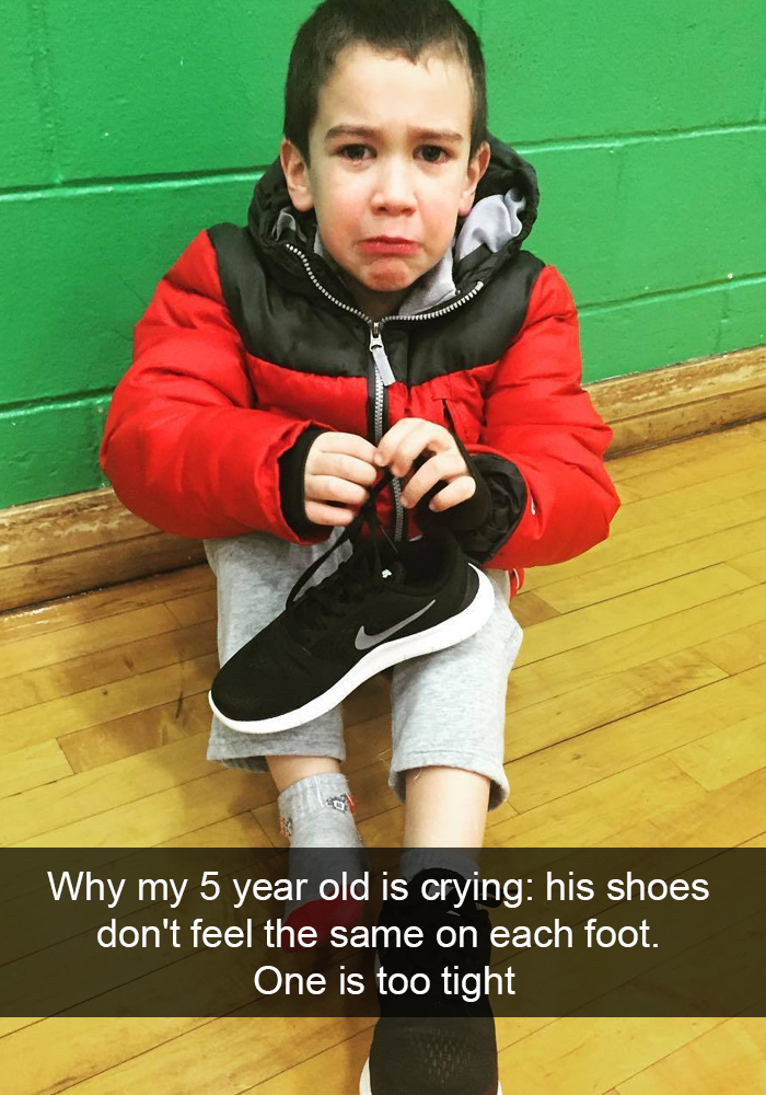 Why My 5 Year Old Is Crying: His Shoes Don't Feel The Same On Each Foot. One Is Too Tight