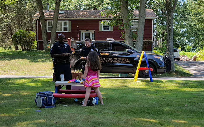 Yesterday My Daughter Wanted To Open A Lemonade Stand. On A Wednesday, When It Was 72 Degrees Out. Business Was Slow Until These Two Decided To Stop. They Made Her Day