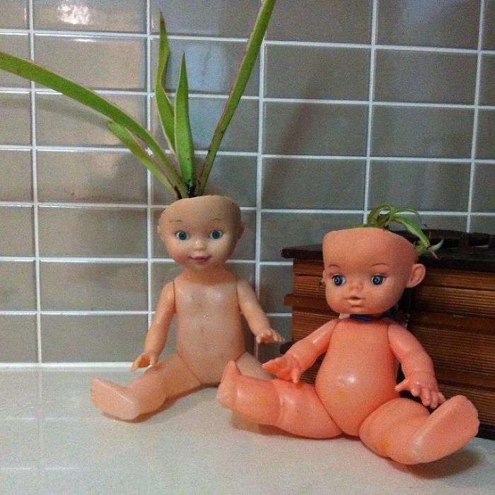 Creepy-Baby-Doll-Head-Planters