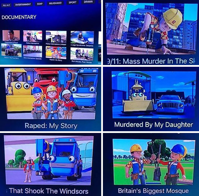 When Channel 5 Doesnt Have A Picture For A Show On Its Demand Service It Uses Bob The Builder Pictures For Hilarious Results
