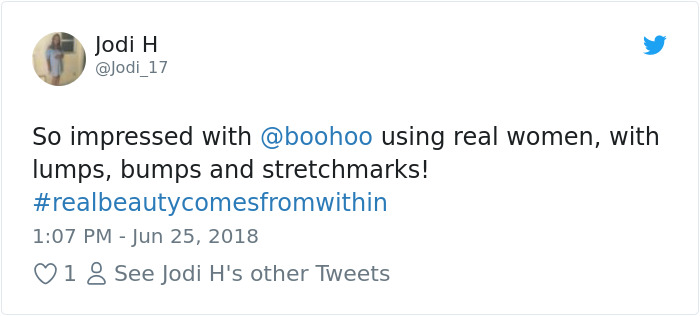 Boohoo Posts Image Without Photoshopping Model's "Imperfections" Out And The Internet Is Saying FINALLY Boohoo Posts Image Without Photoshopping Model's "Imperfections" Out And The Internet Is Saying FINALLY