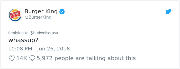 Burger King And Budweiser Just Had The Weirdest Conversation On Twitter And It Gets Crazier With Every Message Burger King And Budweiser Just Had The Weirdest Conversation On Twitter And It Gets Crazier With Every Message
