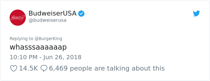 Burger King And Budweiser Just Had The Weirdest Conversation On Twitter And It Gets Crazier With Every Message Burger King And Budweiser Just Had The Weirdest Conversation On Twitter And It Gets Crazier With Every Message