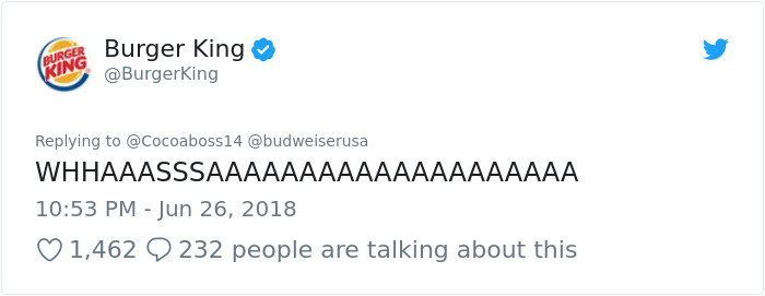 Burger King And Budweiser Just Had The Weirdest Conversation On Twitter And It Gets Crazier With Every Message Burger King And Budweiser Just Had The Weirdest Conversation On Twitter And It Gets Crazier With Every Message