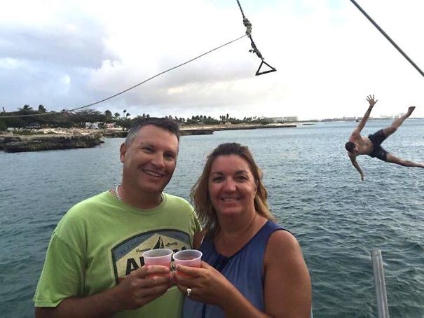 Took A Picture Of My Parents On A Boat With A Rope Swing. Attempted Back Flip Gone Wrong