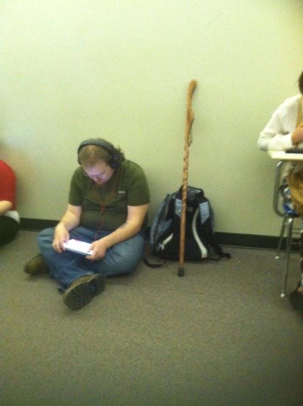 This Guy Walks Around My College With This Staff Everywhere He Goes, I Finally Asked Him Why And He Replied "Seen Any Trolls Around Here Lately? Didn't Think So"